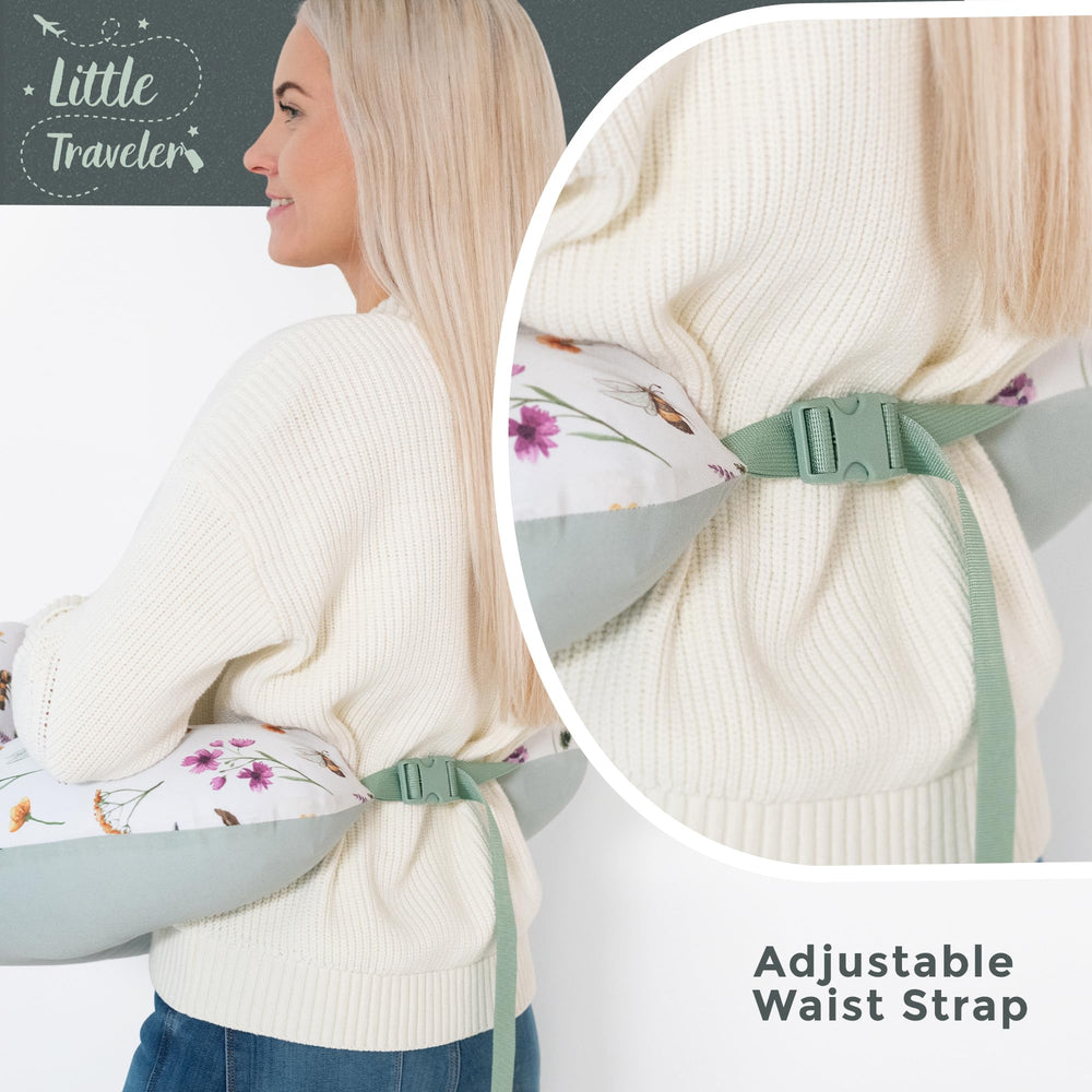 Little Traveler design supports mom and baby posture during feeding