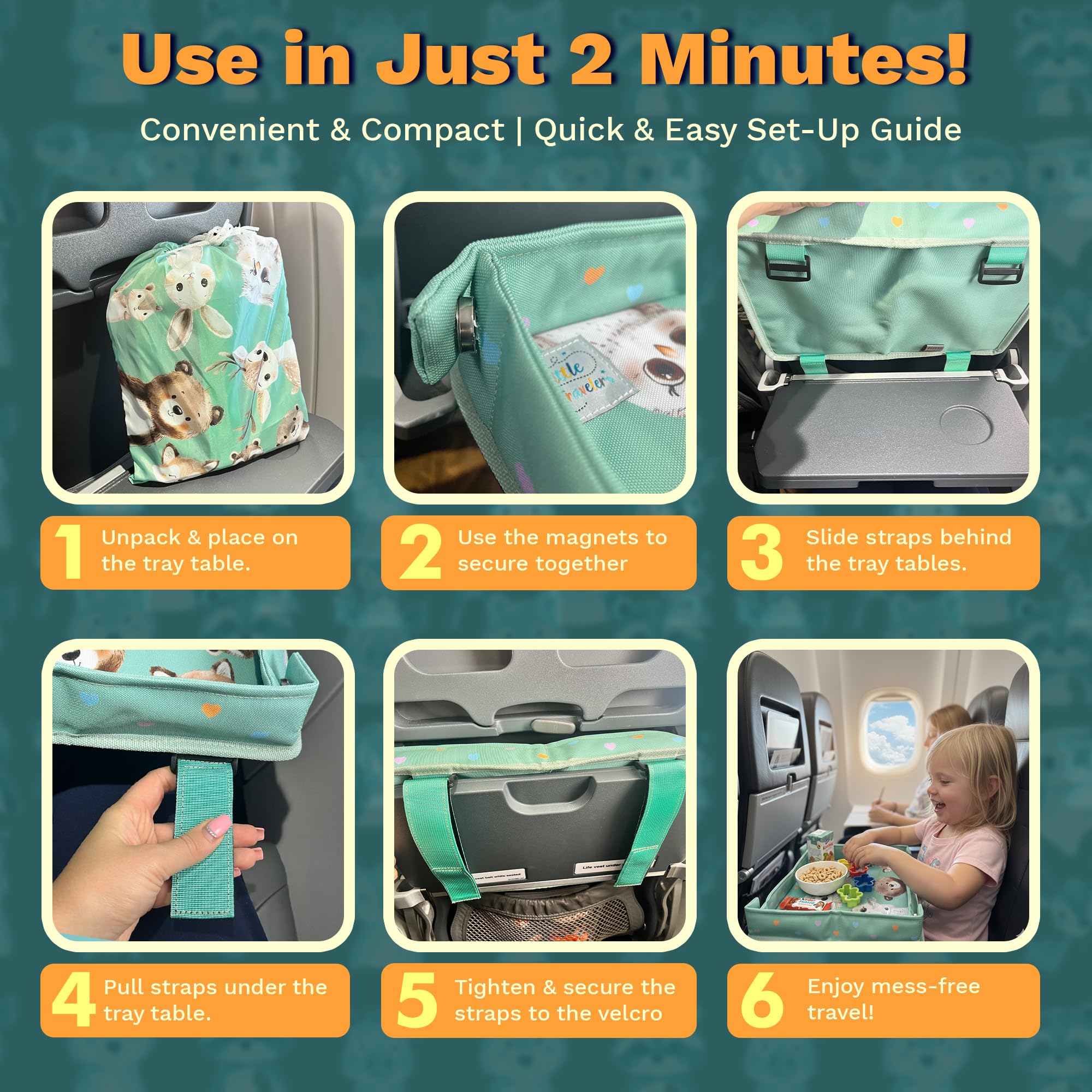 Little Traveler wipe clean surface keeps messy trays manageable and tidy