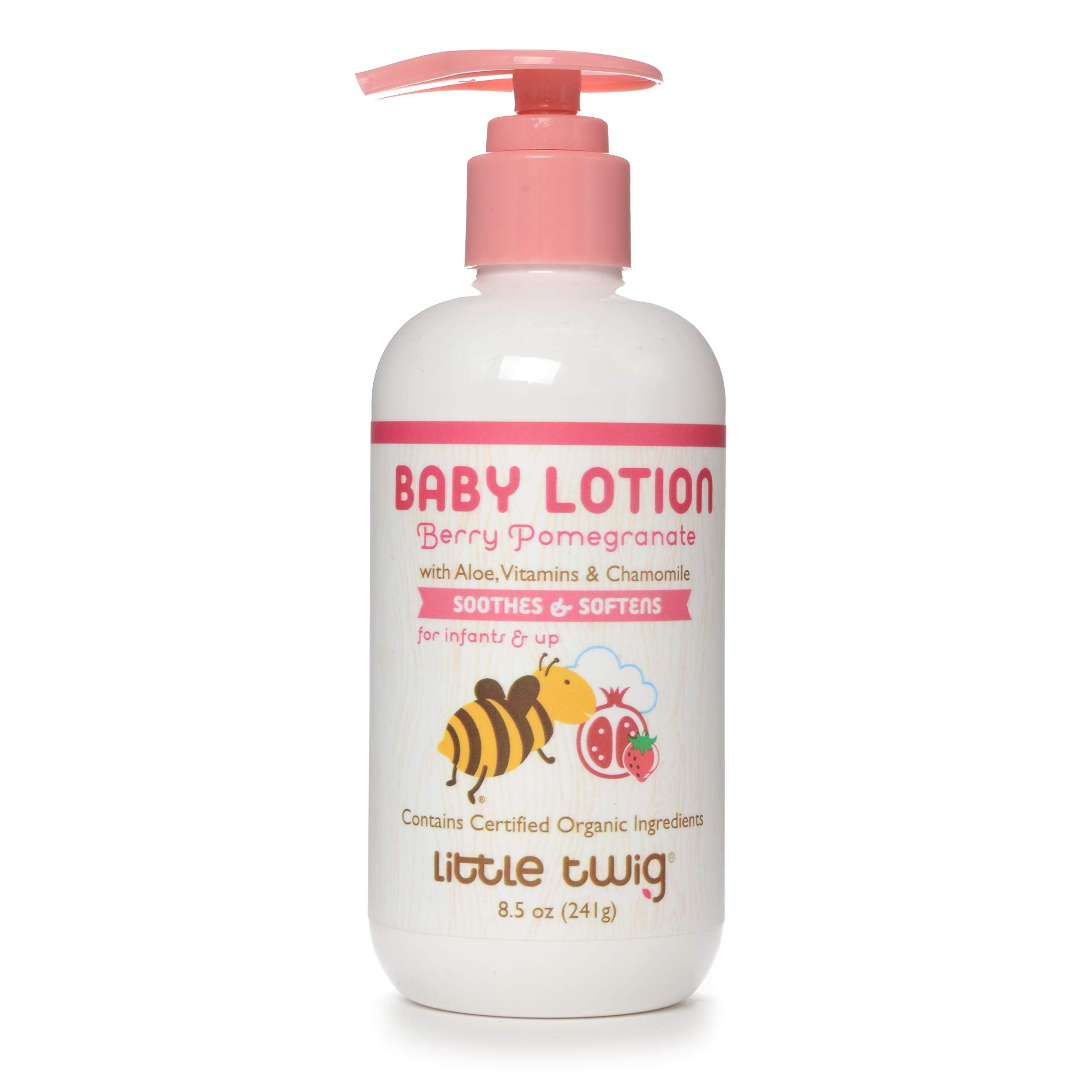 Little Twig Berry Pomegranate Baby Lotion bottle front view showing gentle formula
