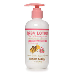 Little Twig Berry Pomegranate Baby Lotion bottle front view showing gentle formula