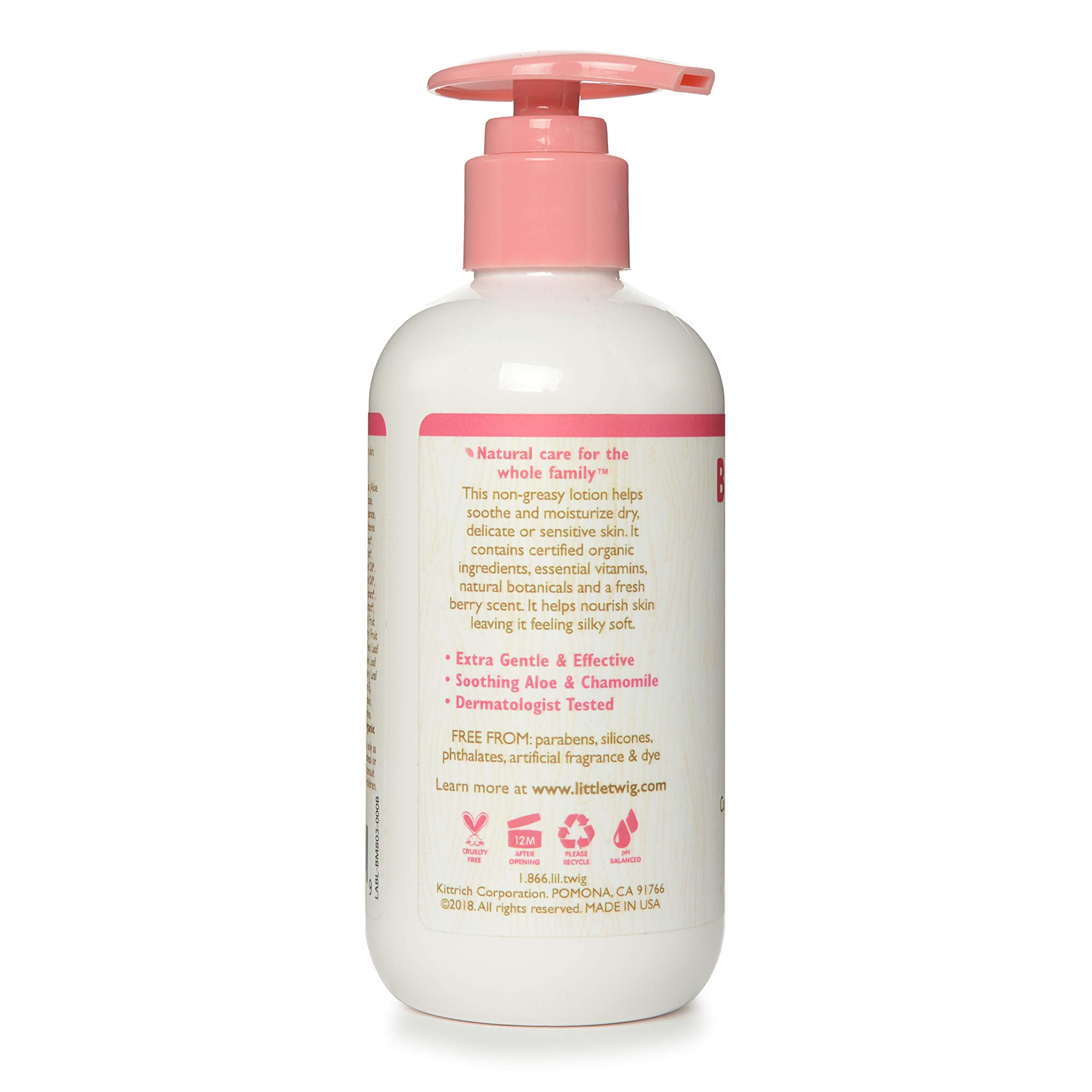 Close-up of Little Twig Berry Pomegranate Lotion texture for non-greasy hydration