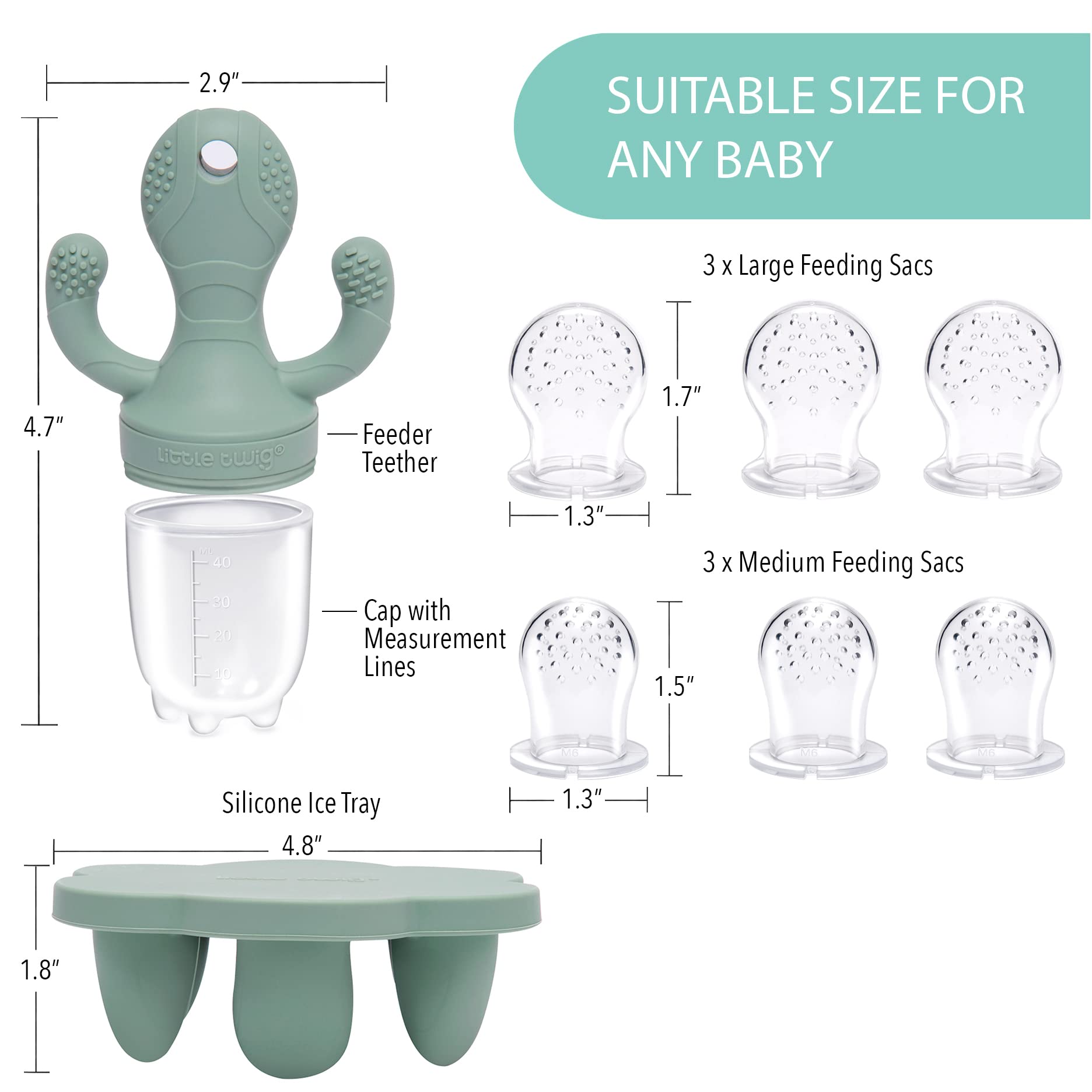 Little Twig freezer tray with lid for convenient frozen portions.