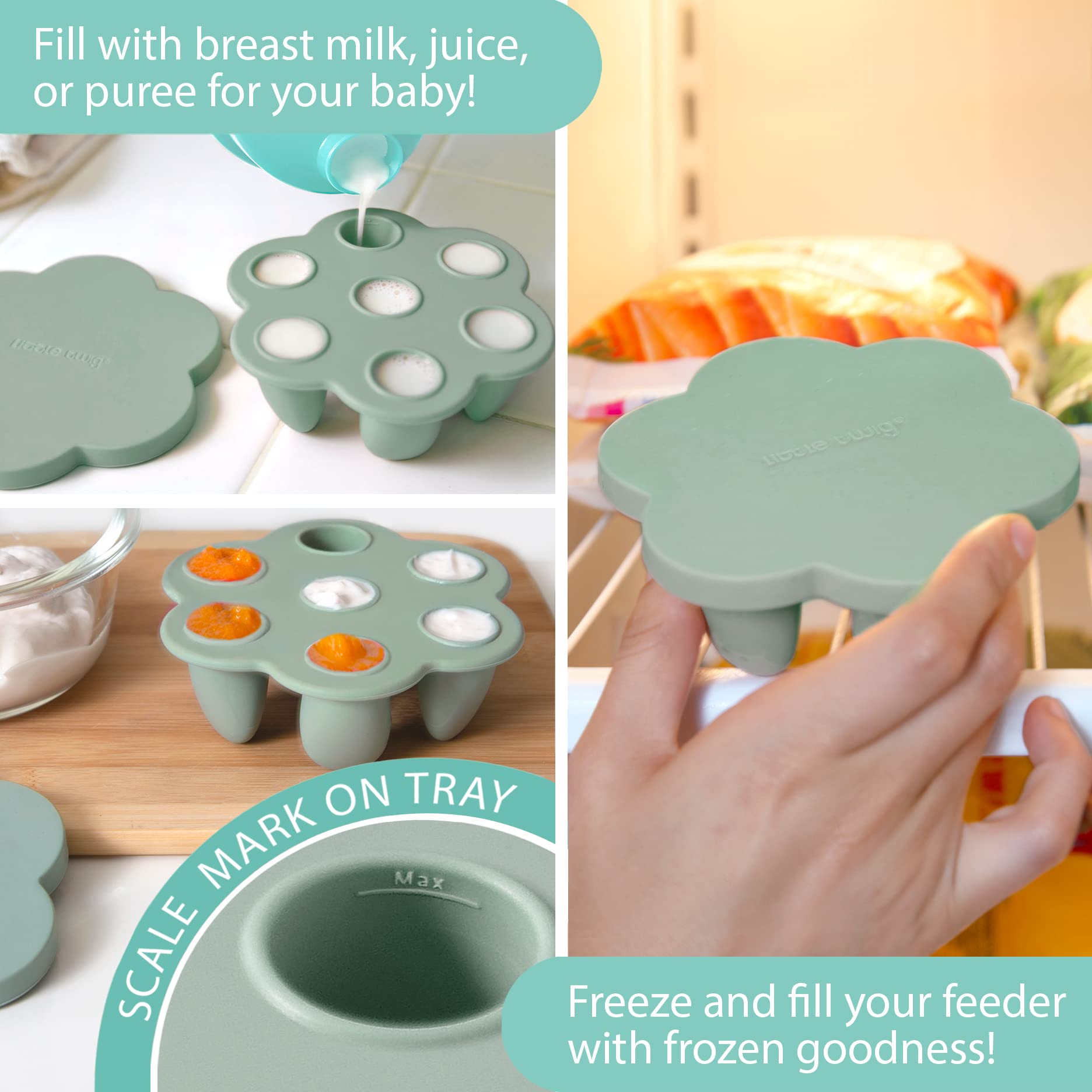 Little Twig silicone material close-up shows smooth, easy-to-clean surface.