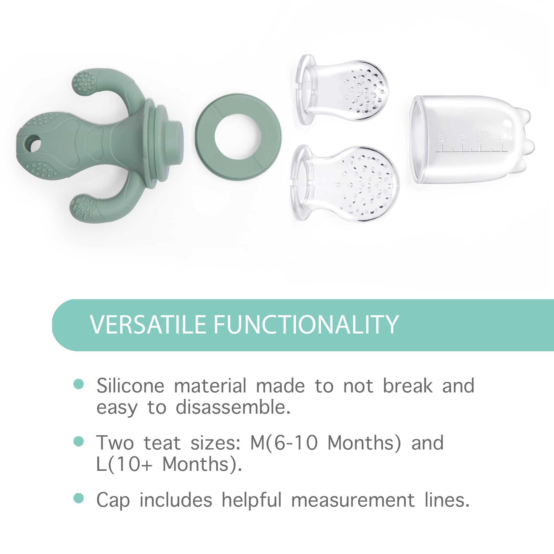 Little Twig silicone pouch large holds bigger portions of baby foods.