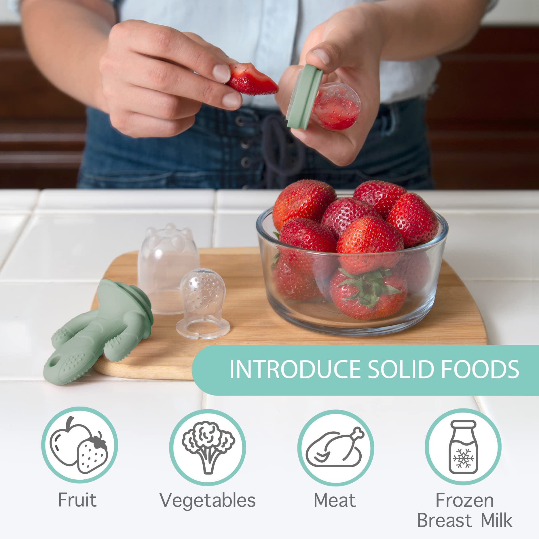 Little Twig teether handles with ridges ease teething and grasp.