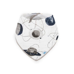 Little Unicorn Bandana Bib Planetary, side view, gentle fit for teething messes.