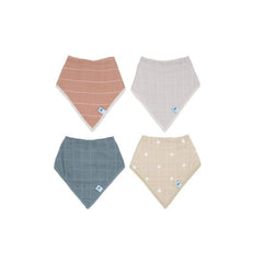 Little Unicorn bandana bib four-pack mauve stripe absorbs drool and protects outfits.