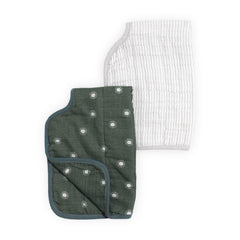 Little Unicorn burp cloth contoured fit supports neck and shoulder for comfortable burping.