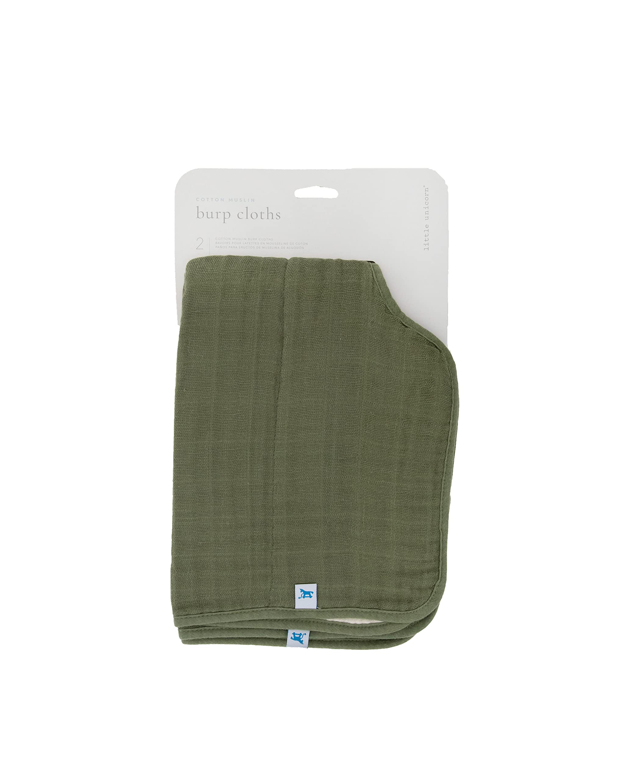 Little Unicorn burp cloth in fern color with soft muslin for gentle skin and quick cleanup