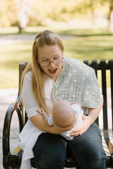 Little Unicorn burp cloth larger size provides extra coverage during nursing and cleanups.
