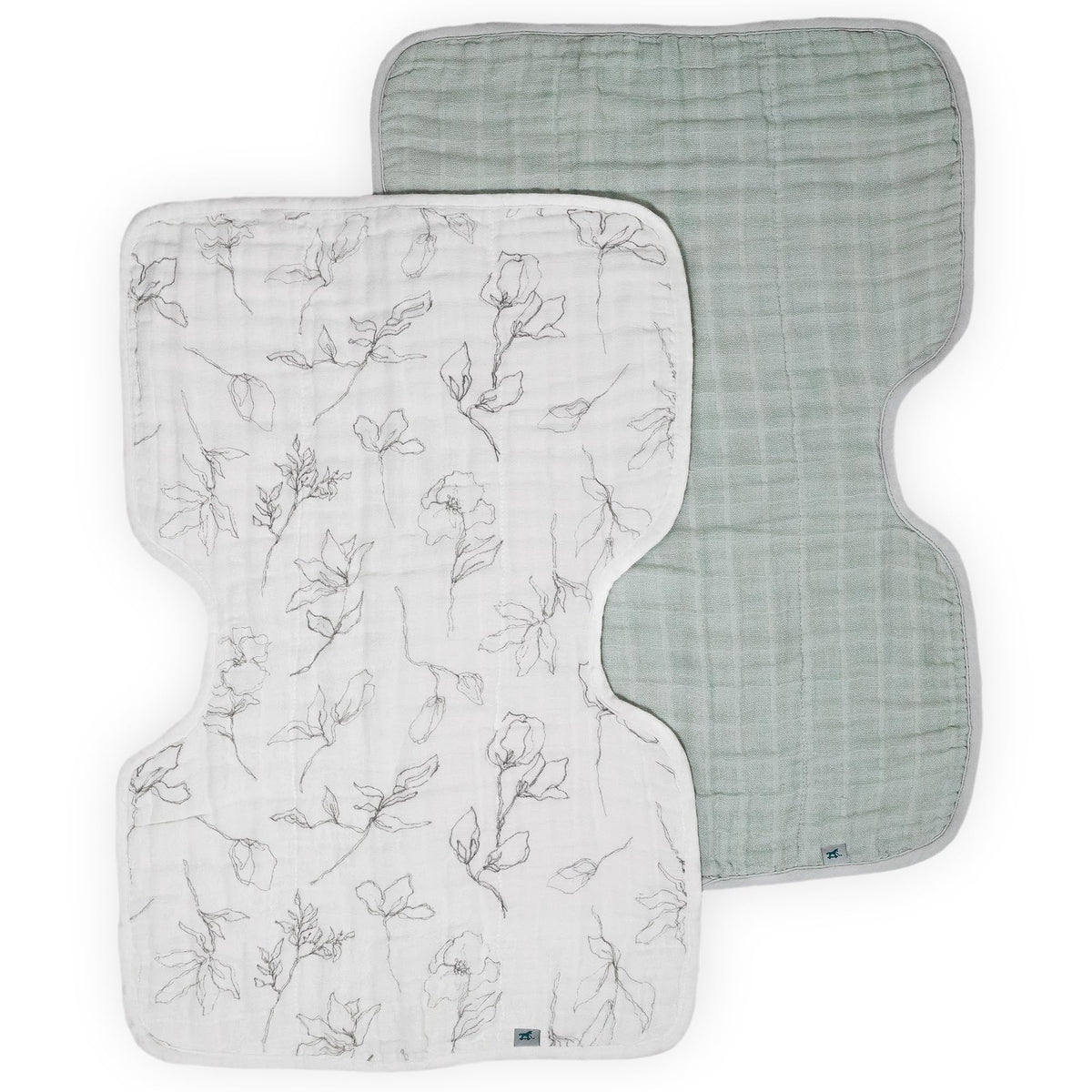 Little Unicorn pencil floral burp cloth front view shows soft, absorbent fabric for feeds.