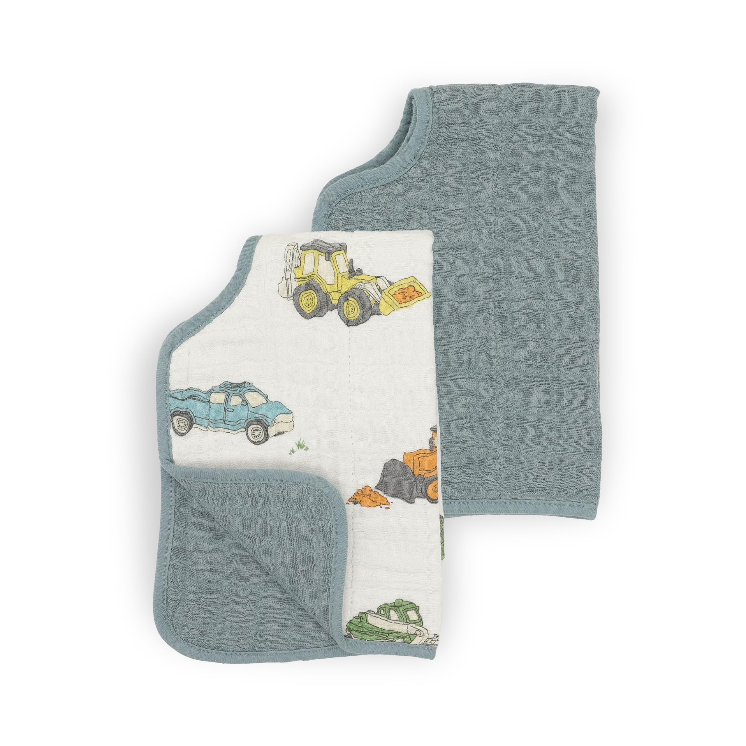 Little Unicorn burp cloths show soft-on-skin texture and larger size for full coverage.