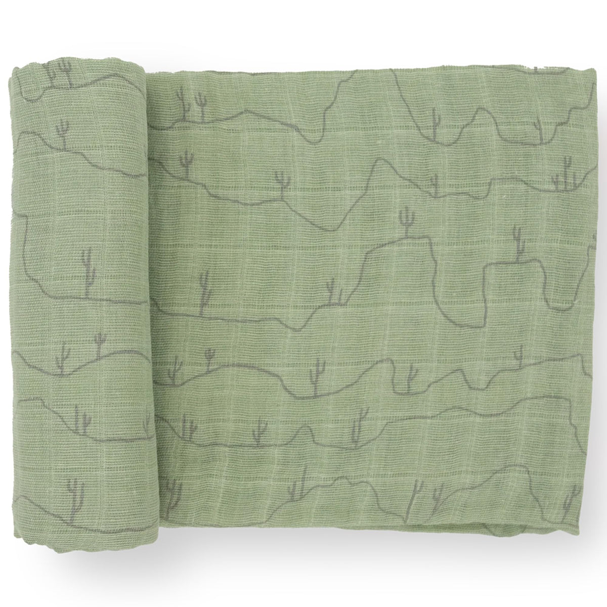 Little Unicorn Cactus Lines swaddle closeup shows soft cotton fabric for a gentle wrap