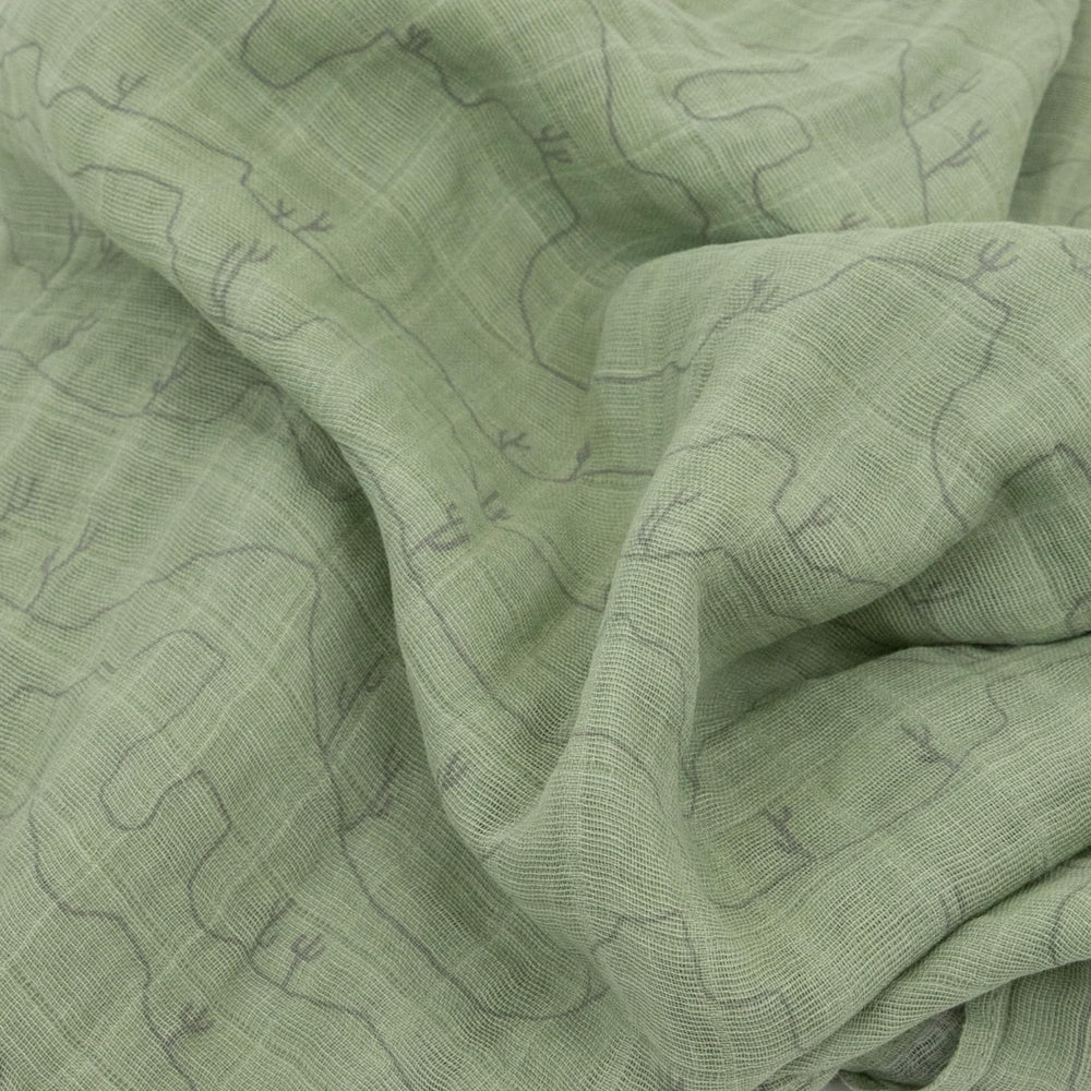 Little Unicorn Cactus Lines swaddle pattern detail highlights playful cactus motif