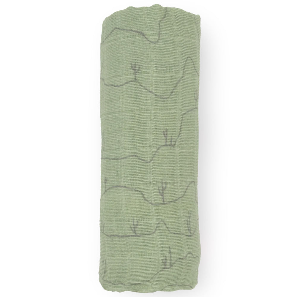 Little Unicorn Cactus Lines swaddle as stroller cover for on-the-go comfort