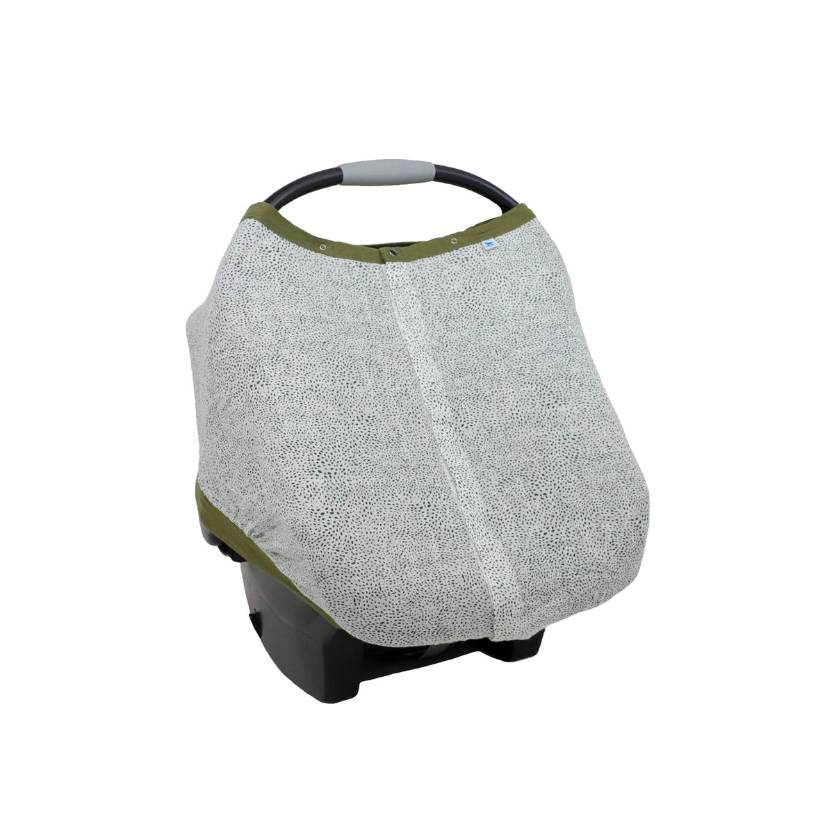 Little Unicorn car seat canopy in Green Seed offers privacy and sun protection.