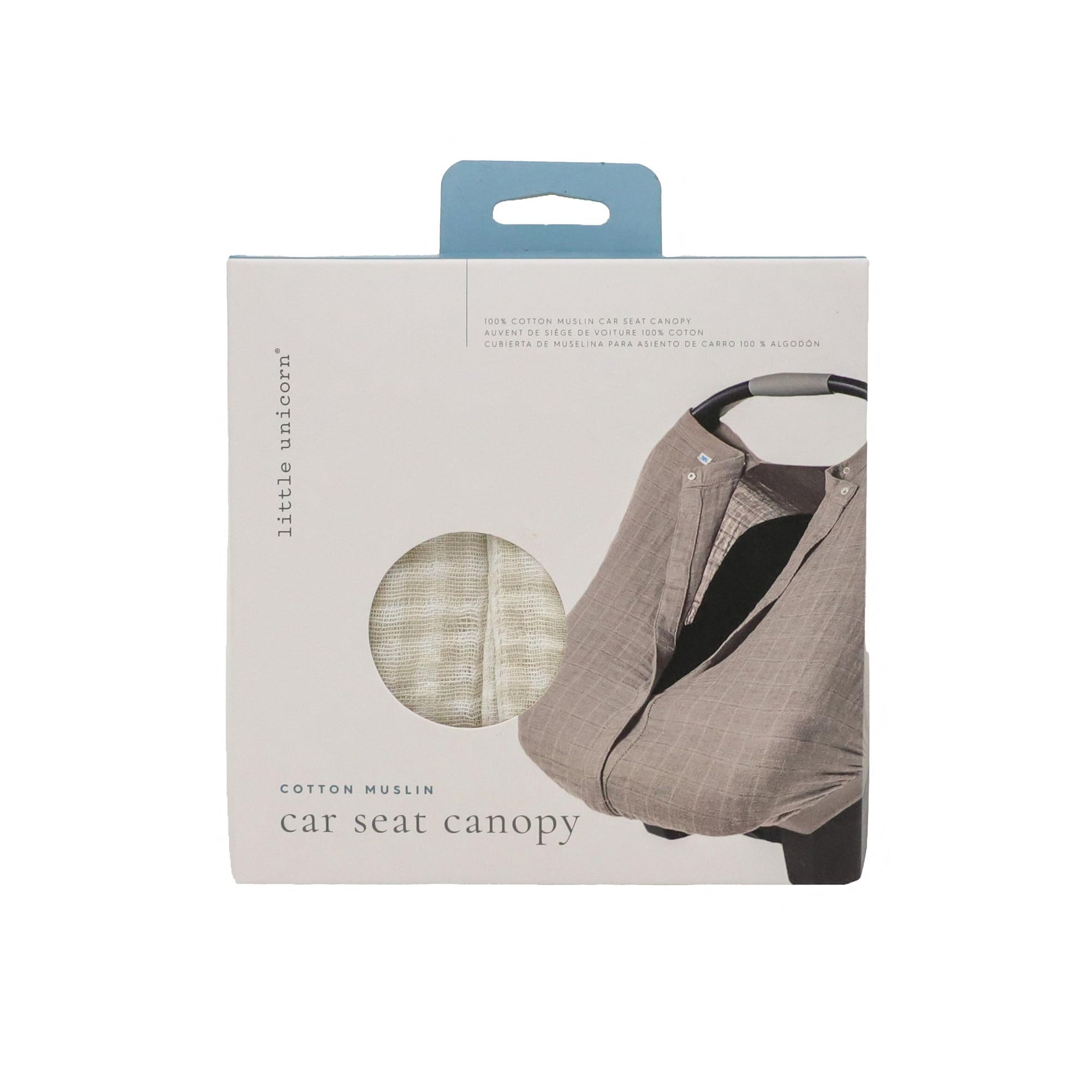 Little Unicorn universal-fit car seat canopy designed for most infant seats and airflow.
