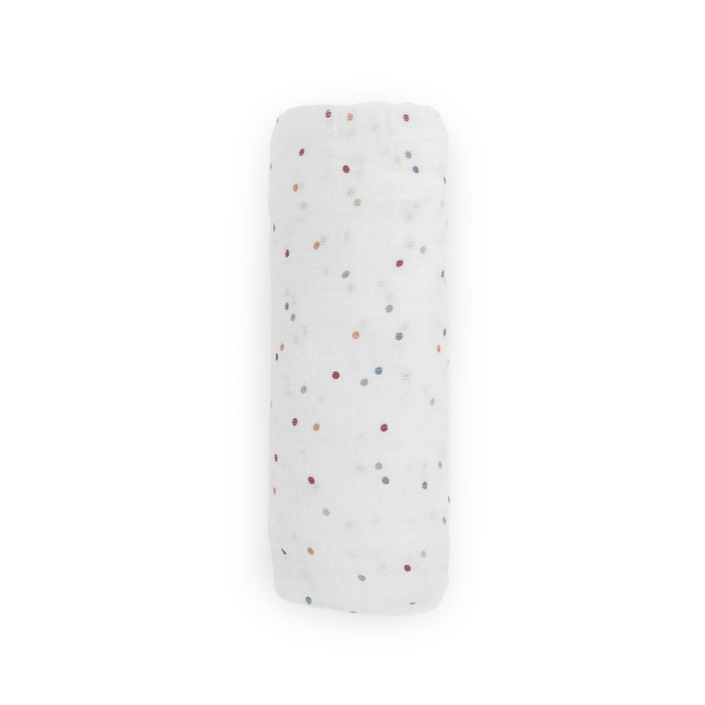 Little Unicorn dots swaddle bedtime routine provides soft warmth for night