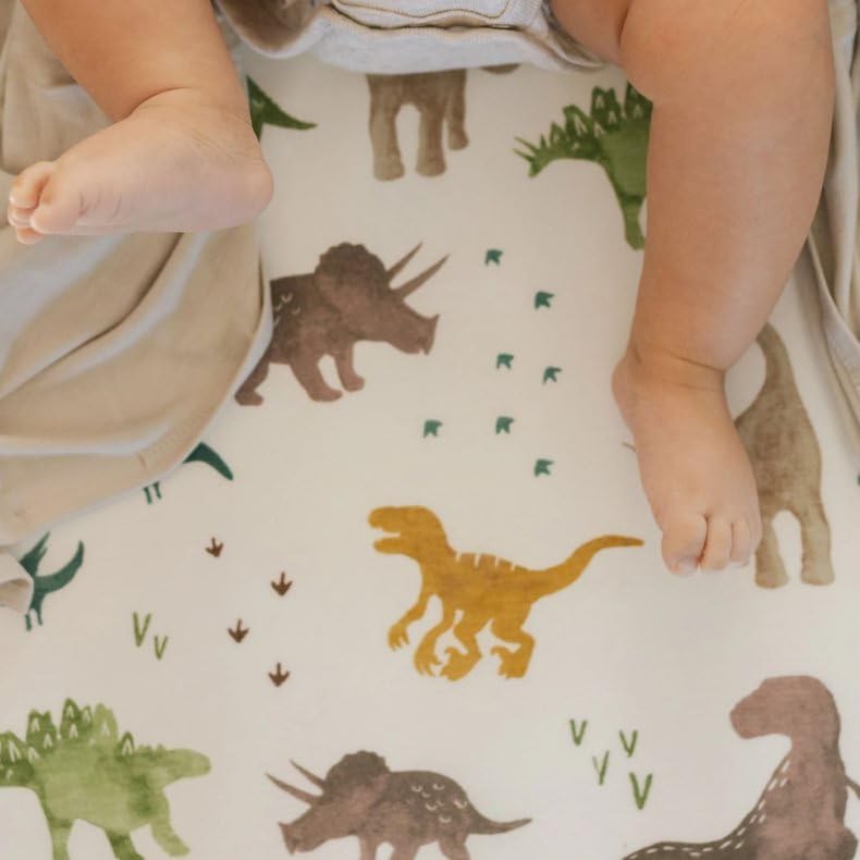 Little Unicorn easy-care crib sheet, dryer-safe and colorfast for busy families.