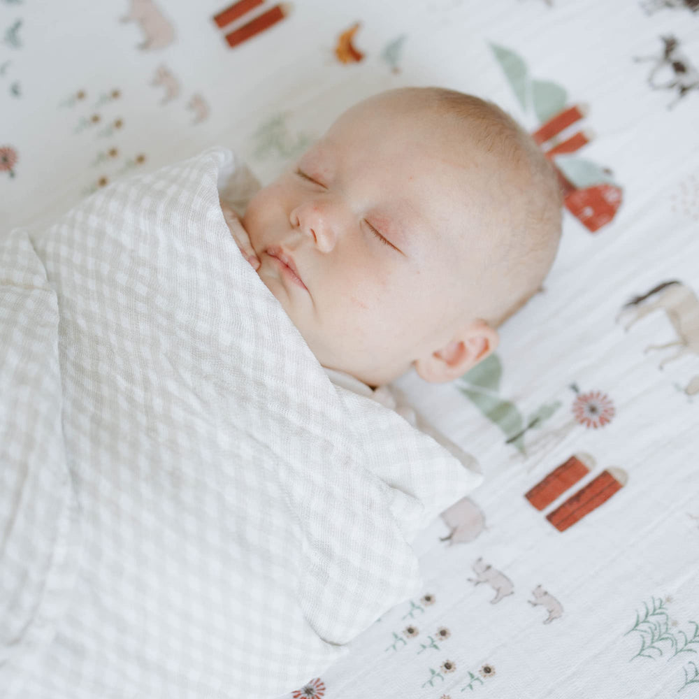 Little Unicorn easy care swaddle is machine washable.