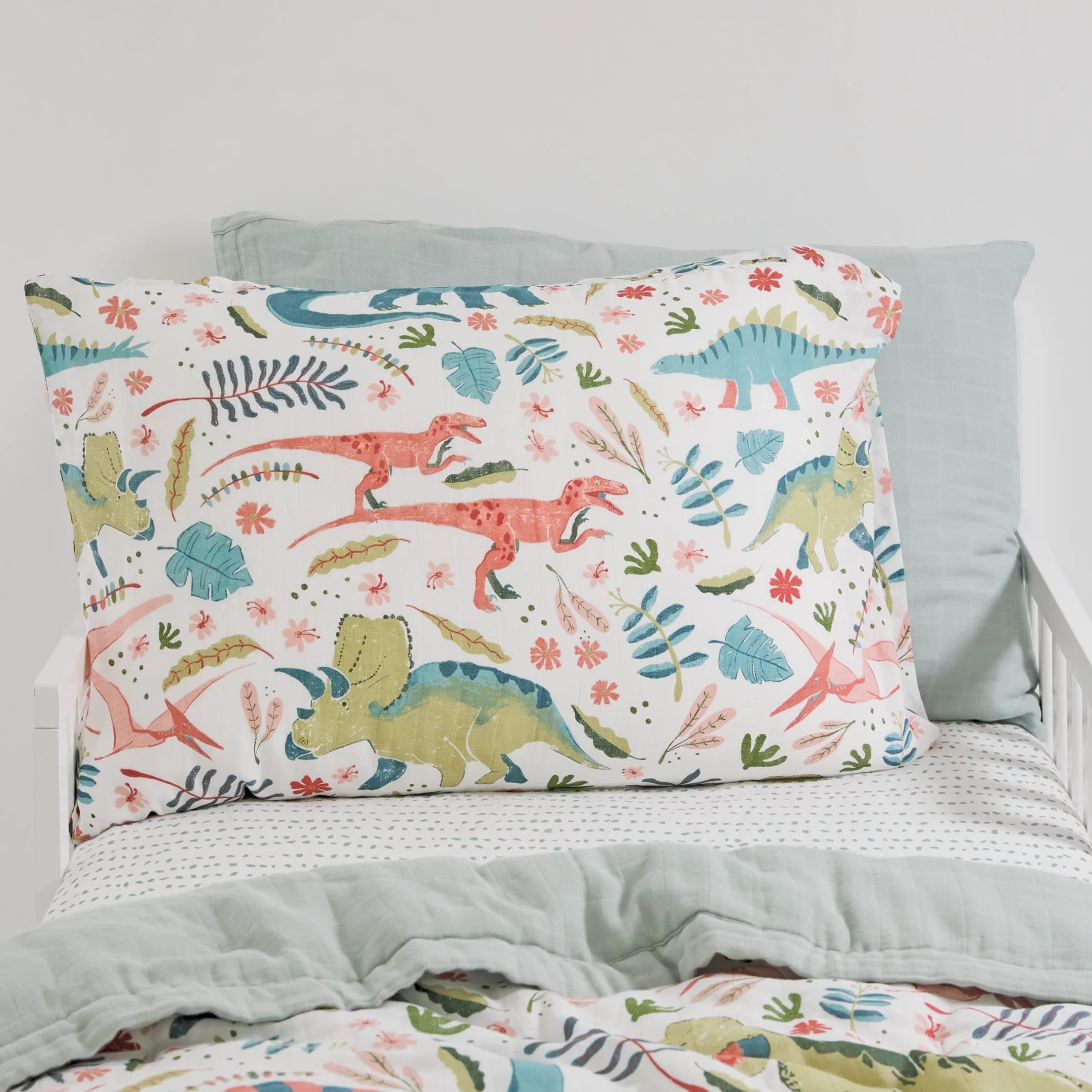 Little Unicorn envelope-closure pillowcase secures the pillow during sleep