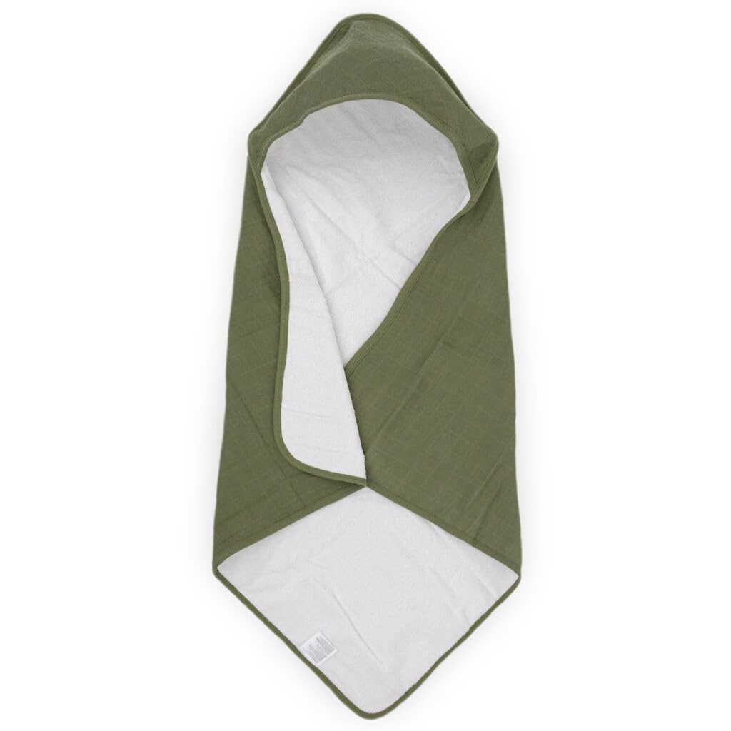 Little Unicorn Fern hooded towel front view with plush terry interior
