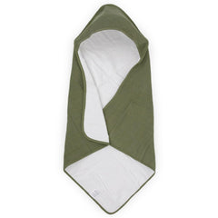 Little Unicorn Fern hooded towel front view with plush terry interior