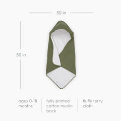 Little Unicorn Fern hooded towel muslin backing detail showcases breathable lining