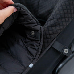Little Unicorn footmuff magnetic closures enable quiet, easy checks.