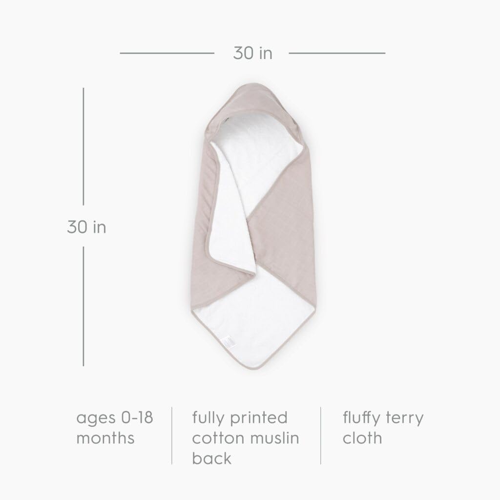 Little Unicorn hooded towel muslin backing detail shows full-color print and gentle support.