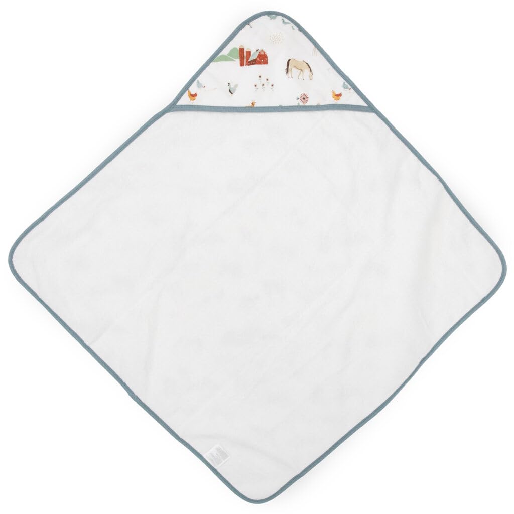 Little Unicorn hooded towel shows soft terry fabric for cozy post-bath comfort