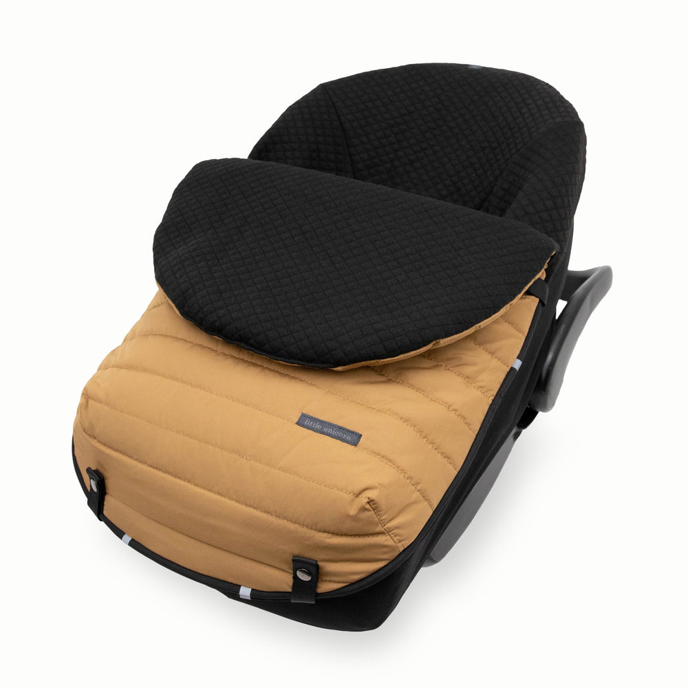 Little Unicorn infant car seat footmuff open back design eases harness access