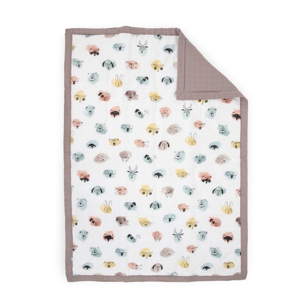 Little Unicorn Lofty Comforter watercolor critters offers plush softness for bedtime.