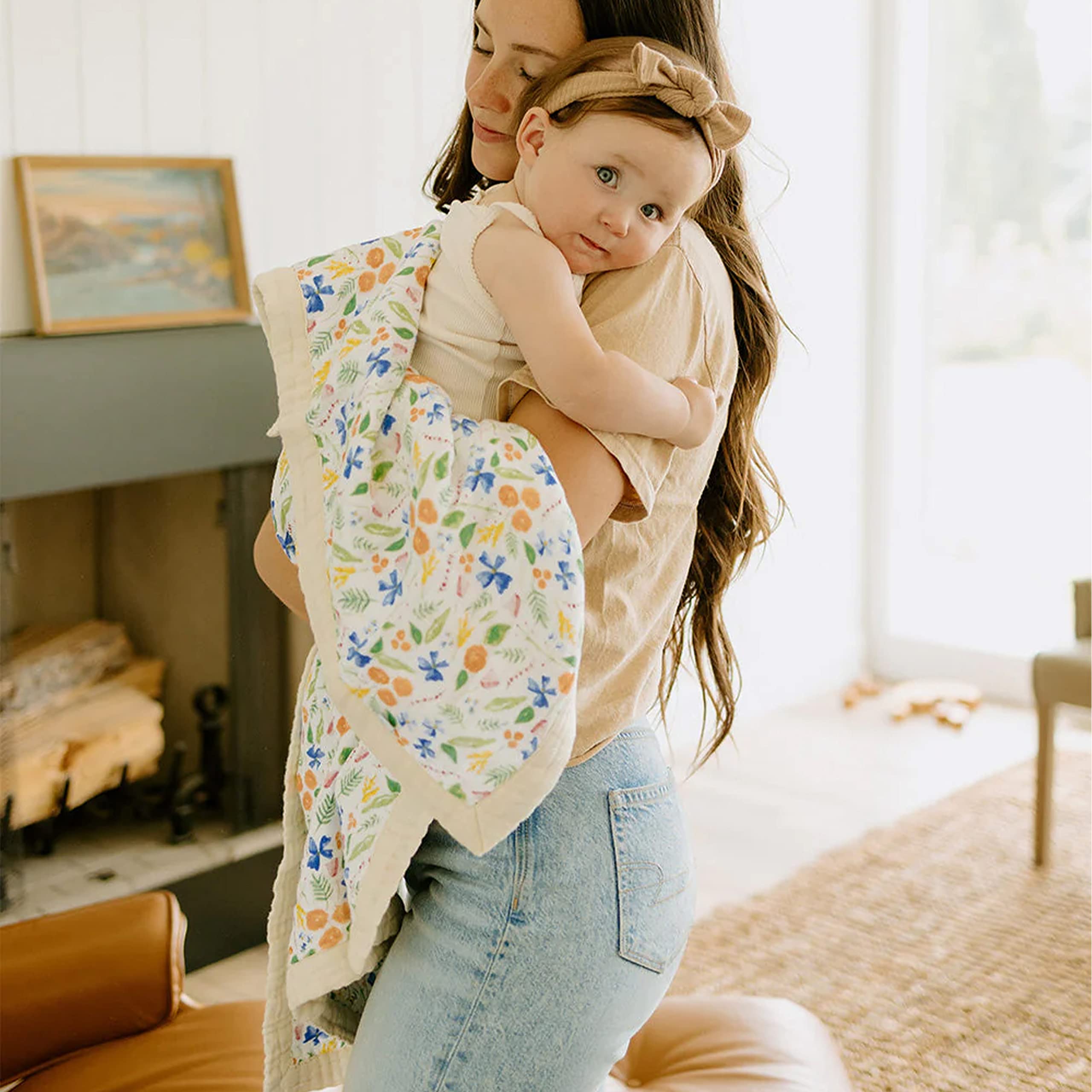 Little Unicorn machine washable quilt; colorfast and easy-care for everyday use.