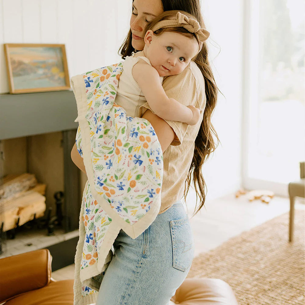 Little Unicorn machine washable quilt; colorfast and easy-care for everyday use.