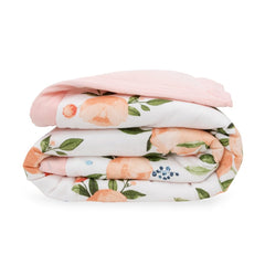 Little Unicorn Muslin Fabric close-up highlights breathable weave for comfortable sleep