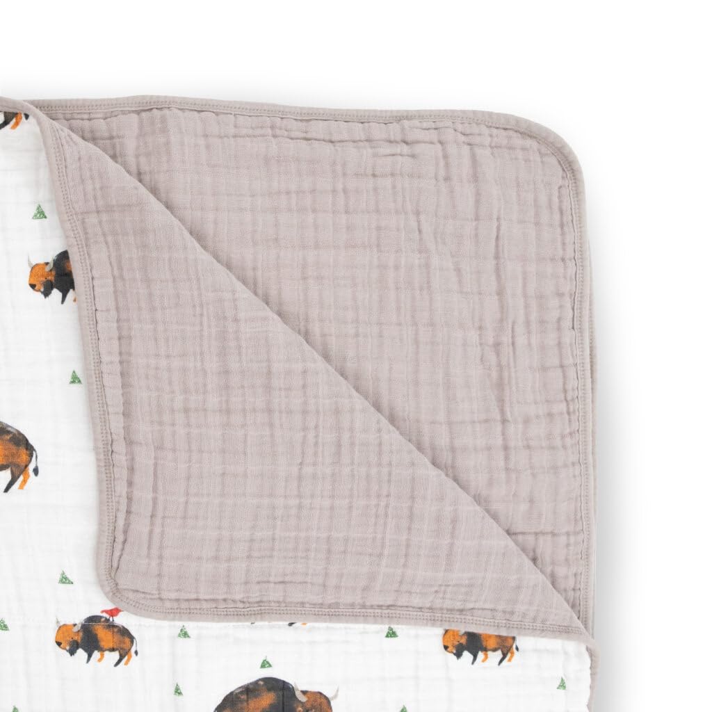 Square 47x47 inch Little Unicorn muslin quilt ideal for crib or daycare naps.