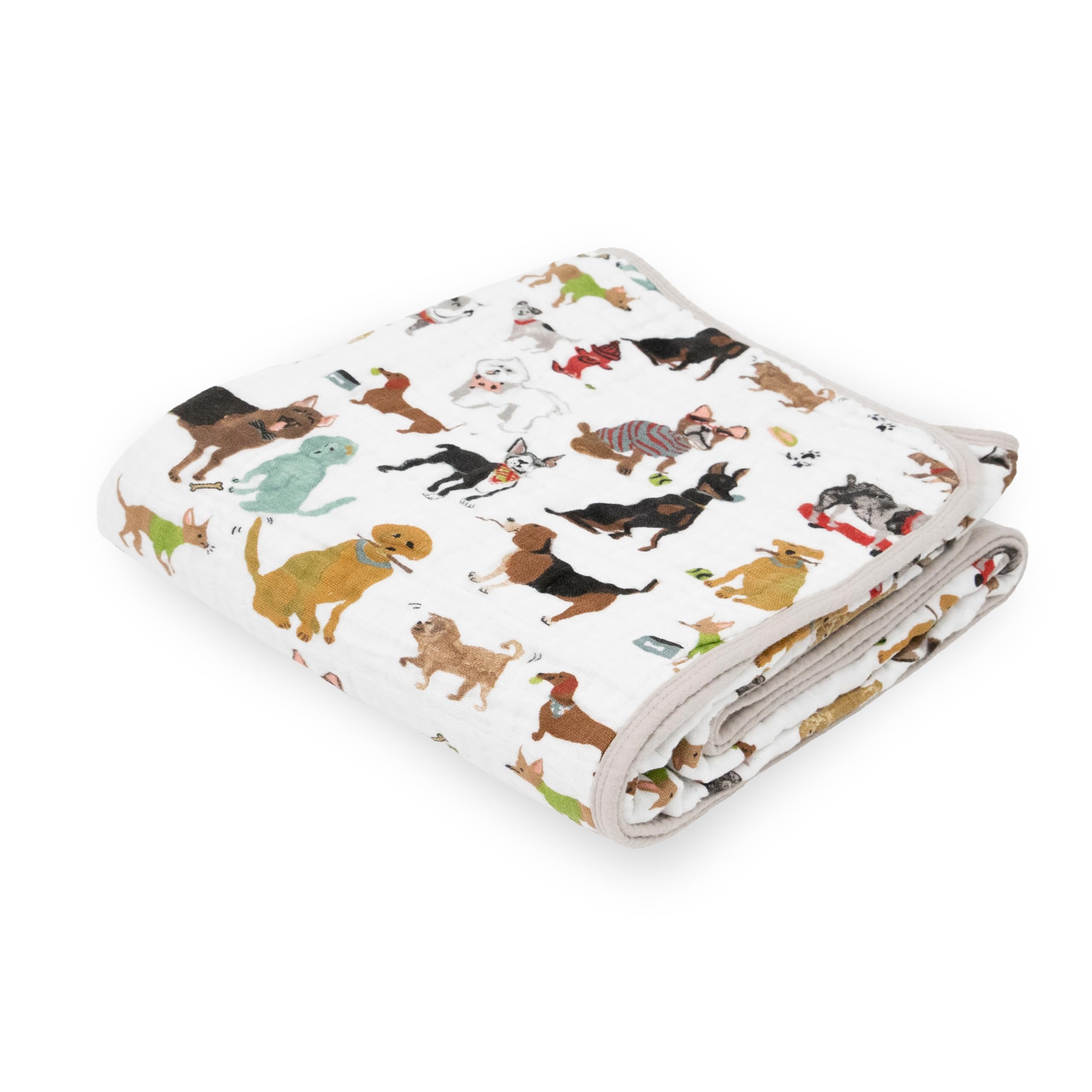 Little Unicorn muslin quilt blanket showing 4-layer warmth for cozy nursery cuddles.