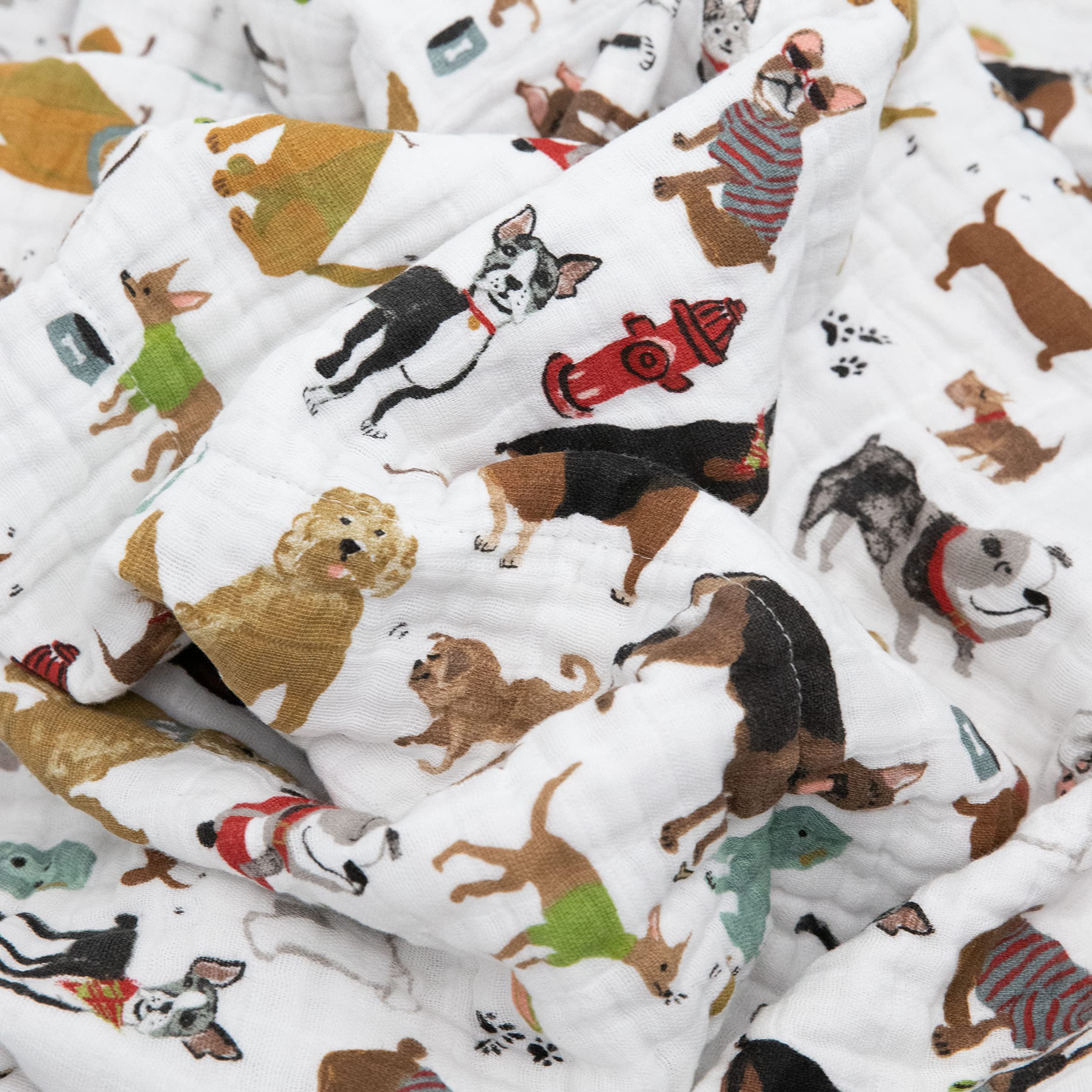 Little Unicorn quilt blanket highlighting detailed stitching and bias binding.