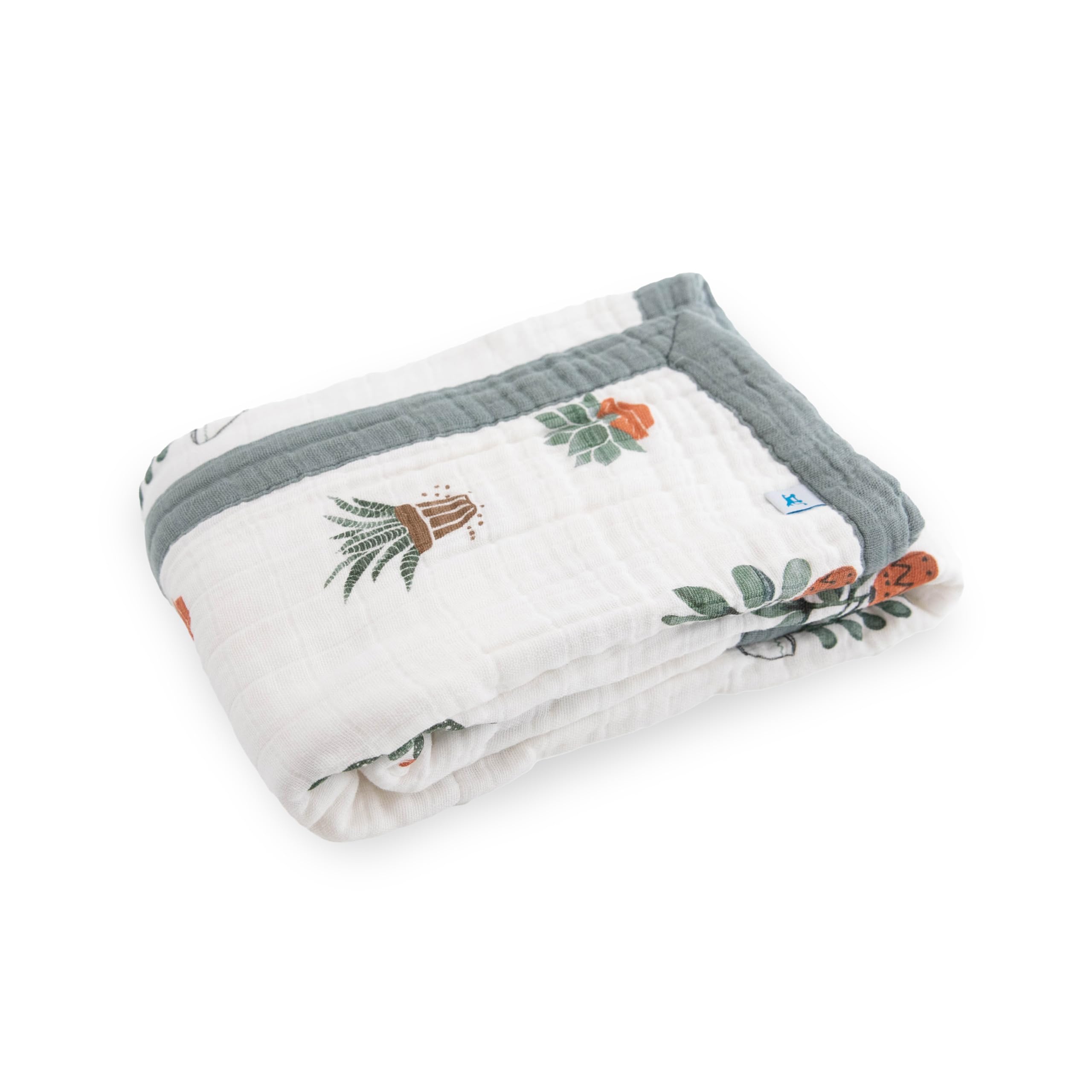 Little Unicorn muslin quilt highlights breathable fabric for warmth without overheating.