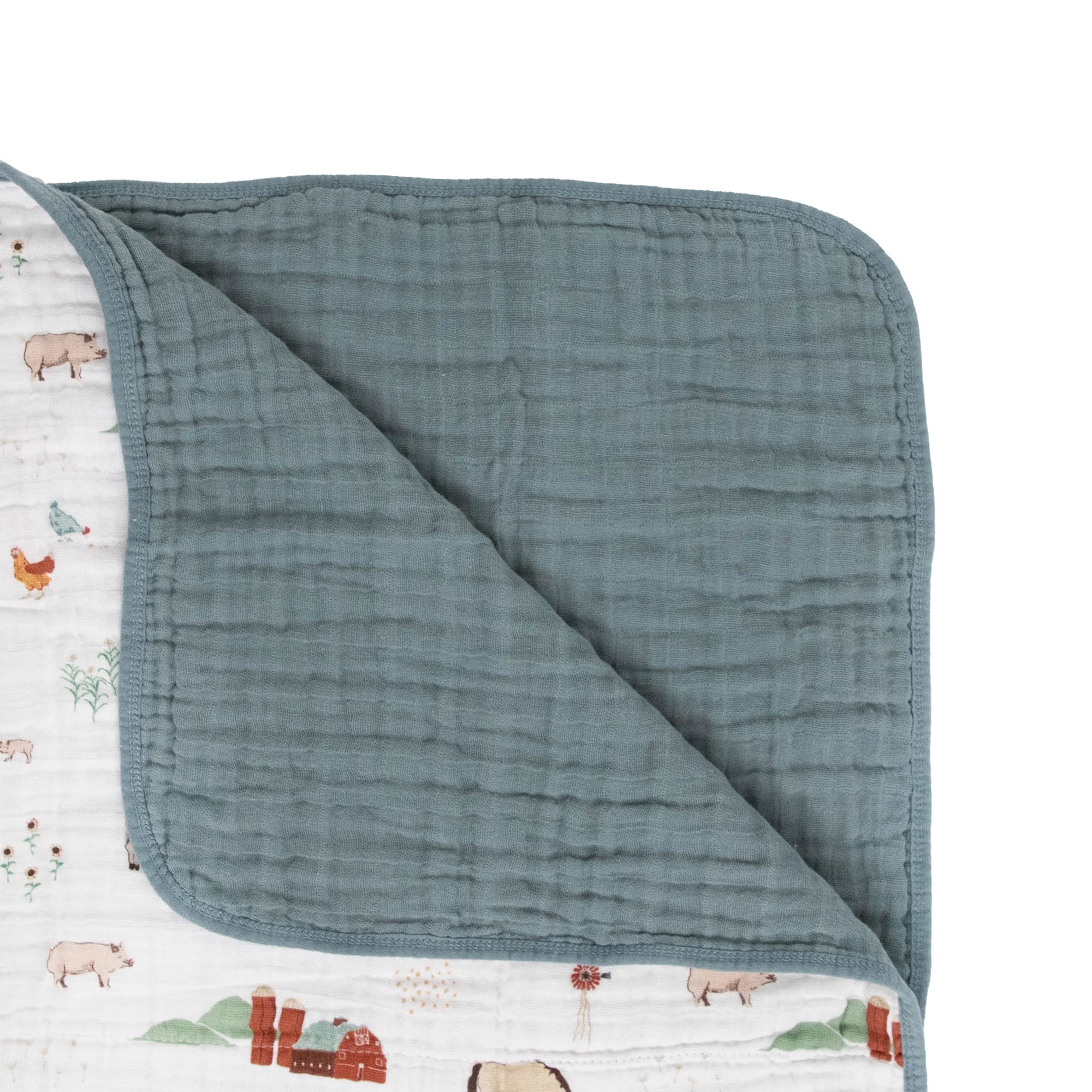Little Unicorn muslin quilt in nursery decor setup for peaceful naps.
