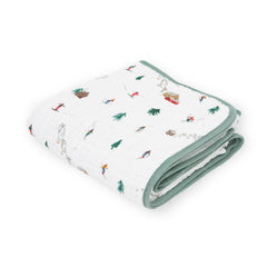 Little Unicorn muslin quilt Powder Party closeup showing ultra-soft fabric for baby comfort