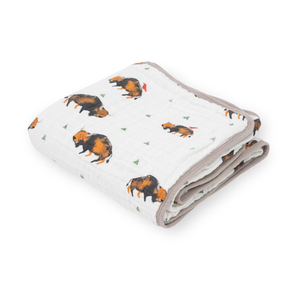 Little Unicorn muslin quilt blanket with soft, breathable fabric for cozy baby snuggles.
