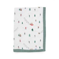 Little Unicorn newborn receiving quilt four-layer muslin in Powder Party for cozy cuddles