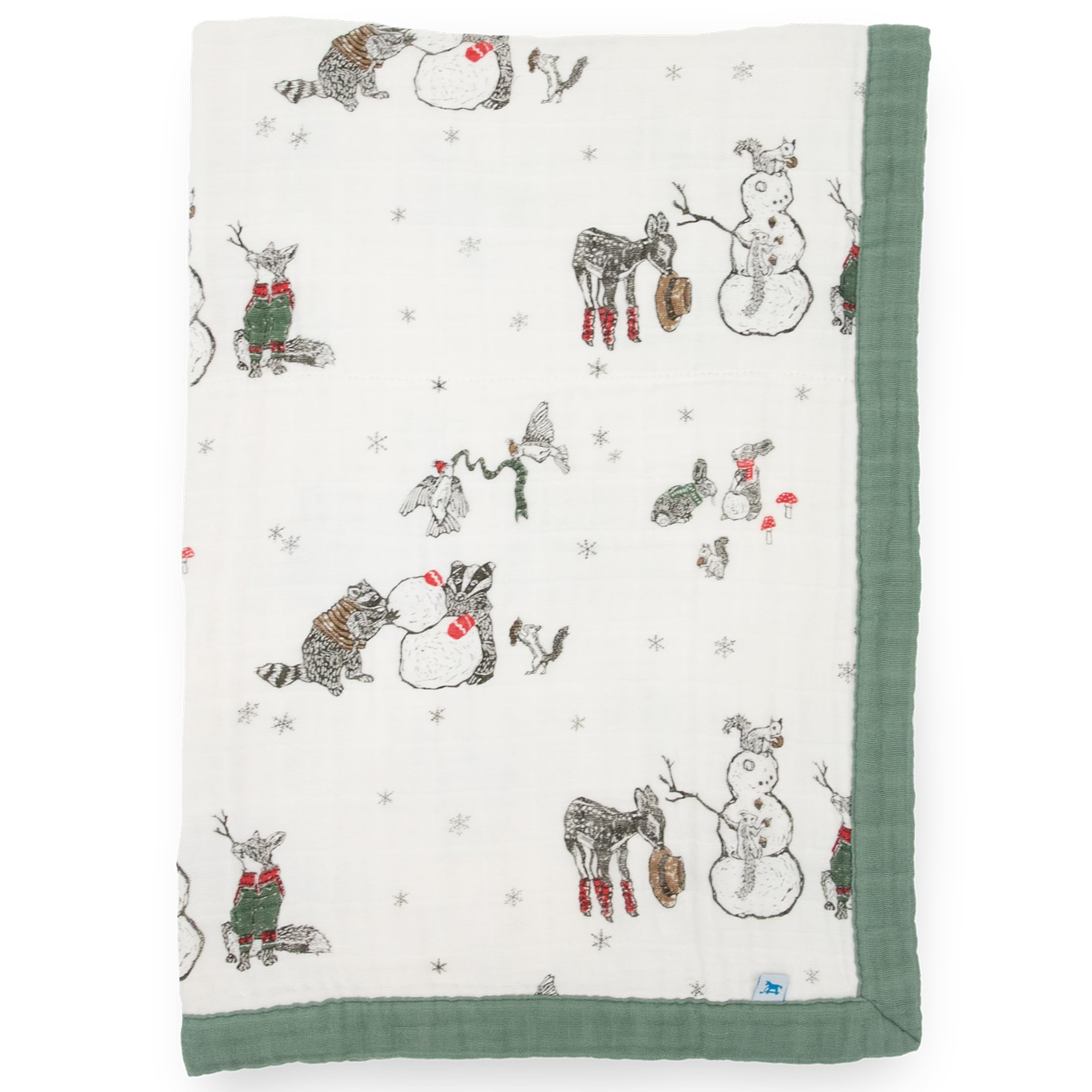 Little Unicorn newborn quilt — soft muslin front for cozy cuddles.