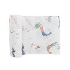 Little Unicorn premium cotton swaddle mermaids design for breathable, cozy swaddling