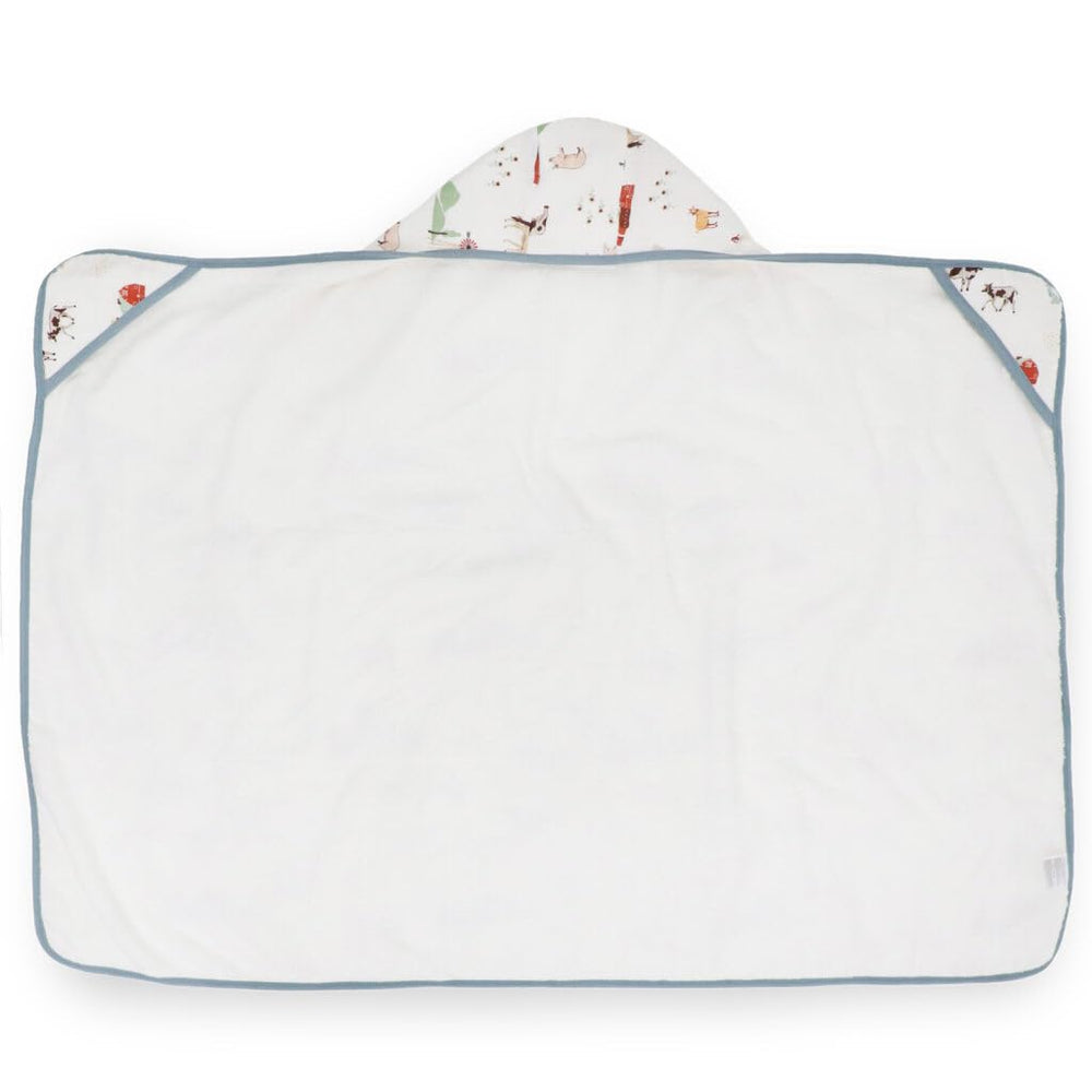Soft cotton muslin and French terry for plush softness and absorbency.
