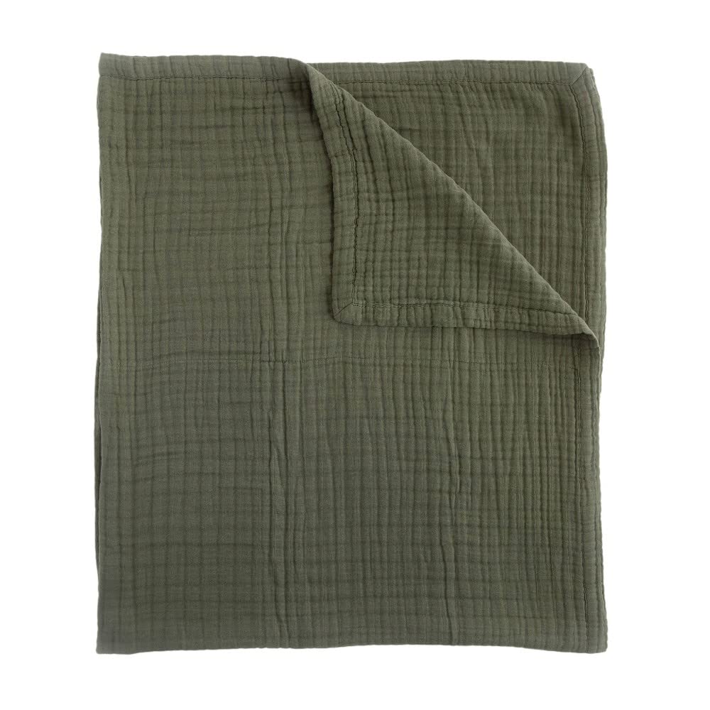 Little Unicorn Premium Quilted Throw Fern front view for cozy cuddles