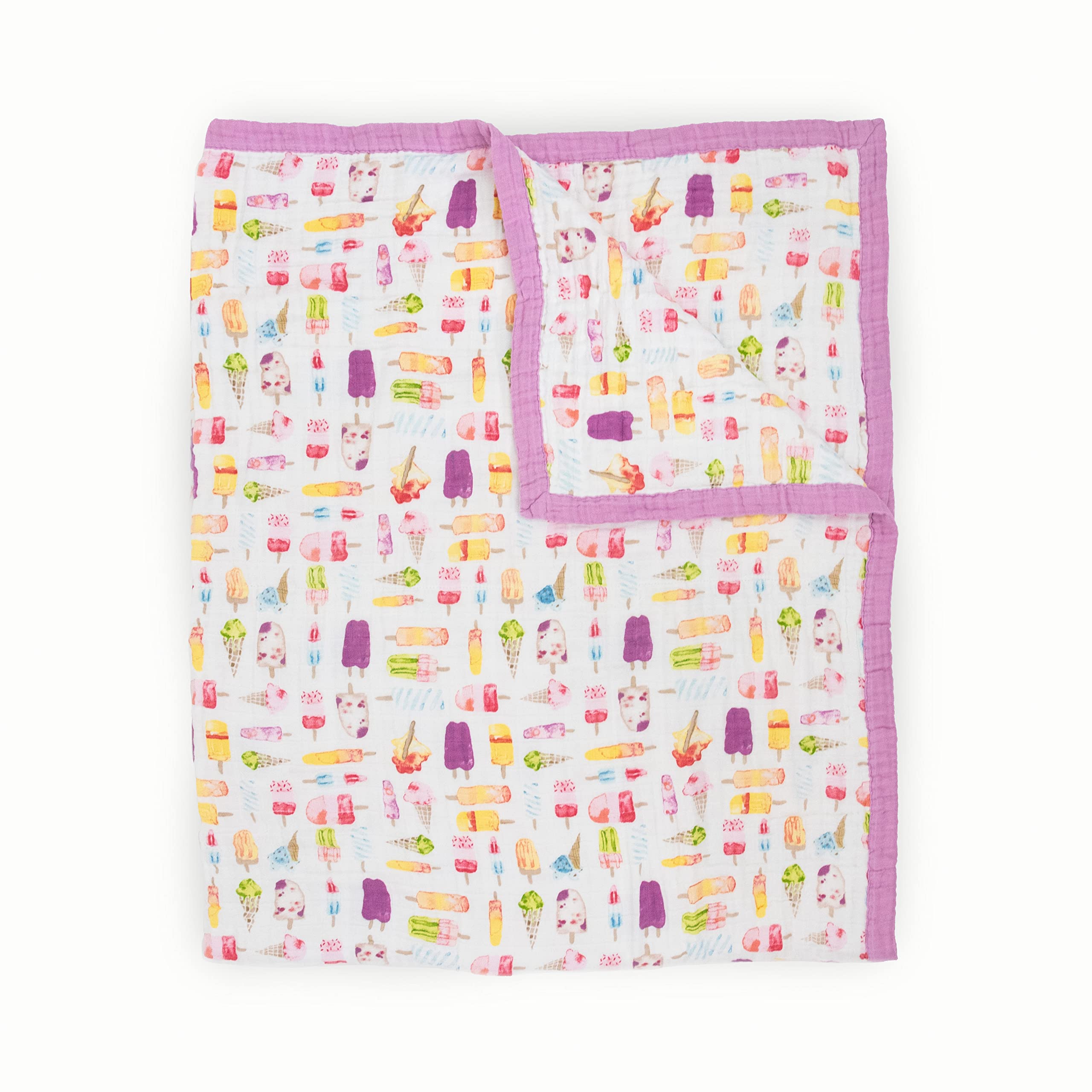 Little Unicorn Premium Quilted Throw front view in soft muslin for cozy cuddles