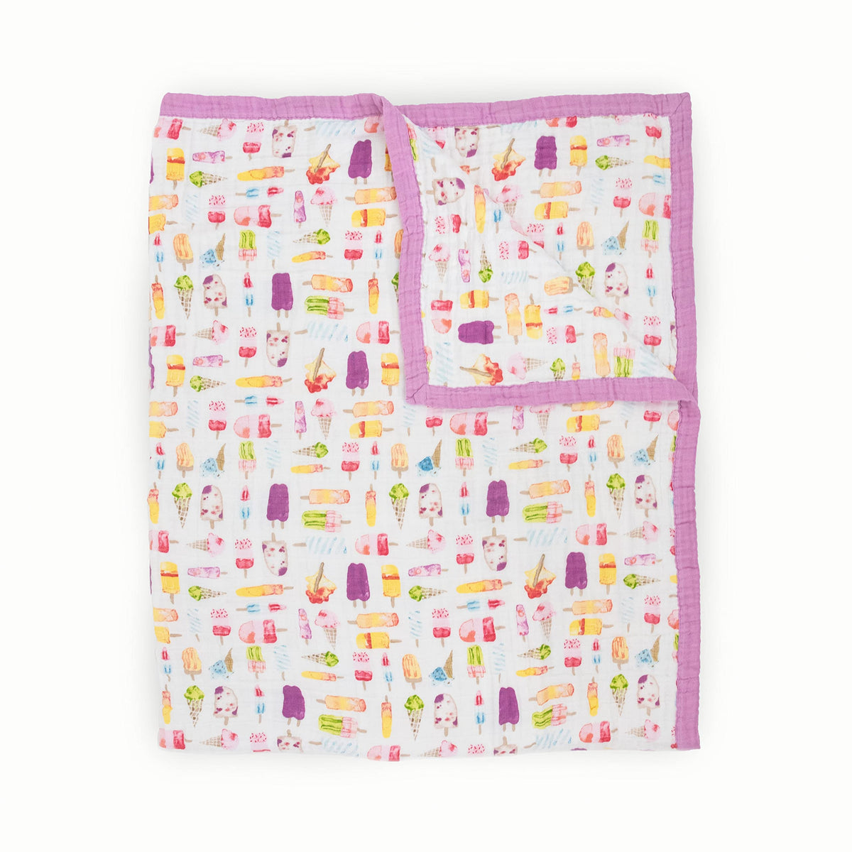 Little Unicorn Premium Quilted Throw front view in soft muslin for cozy cuddles